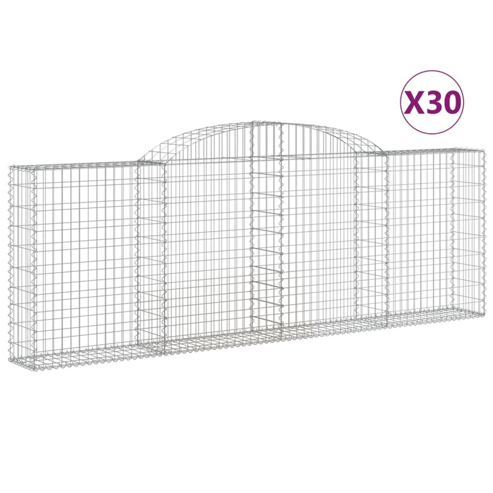 Paniers à gabions arqués 30 pcs 300x30x100/120 cm fer galvanisé
