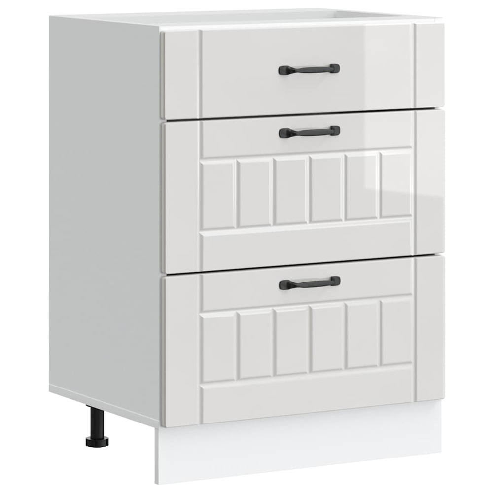 Meuble bas de cuisine « lucca » bois d'ingénierie blanc brillant