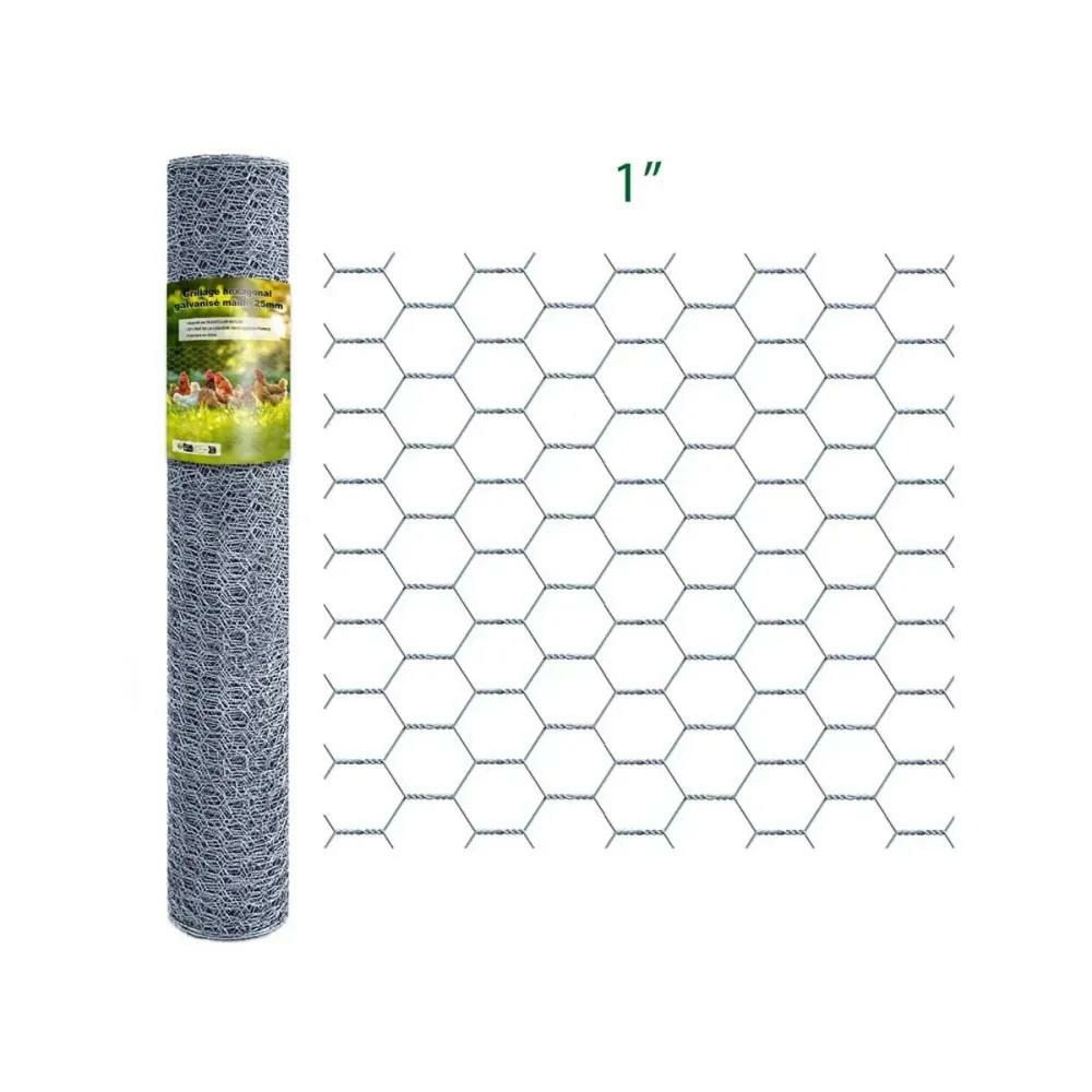 Grillage hexagonal galvanisé maille 25 mm - hauteur 0,50 m - rouleau de 25 m