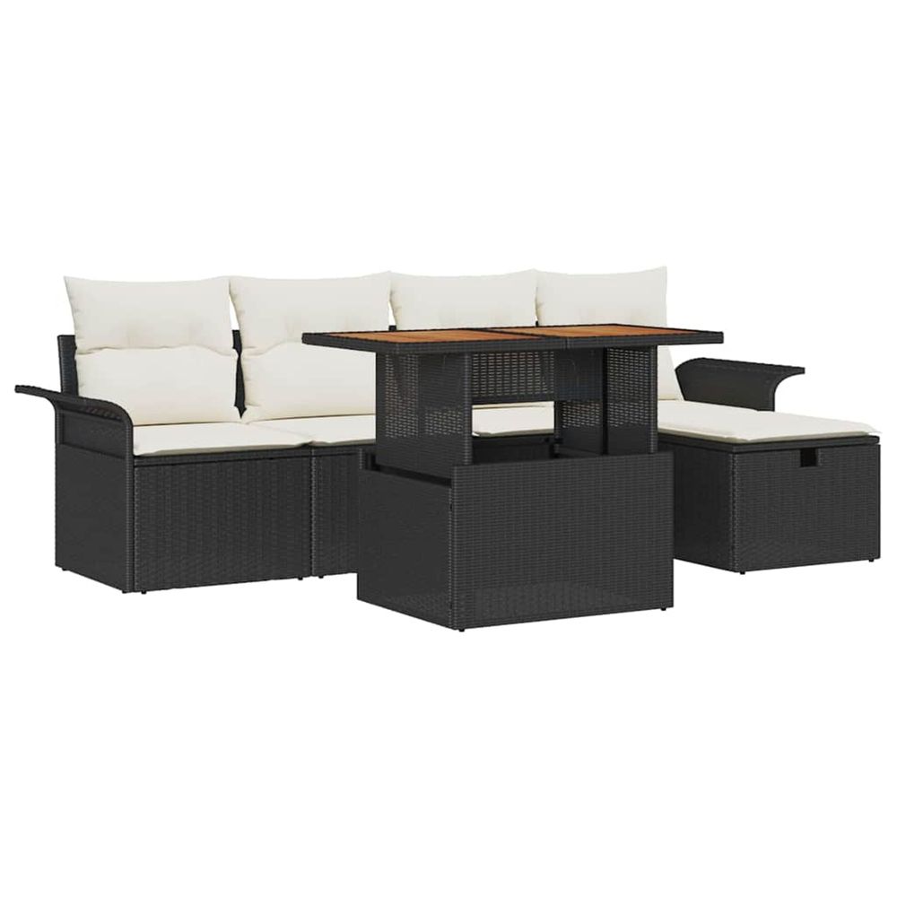 Ensemble de canapé de jardin 6 pc noir polyrotin