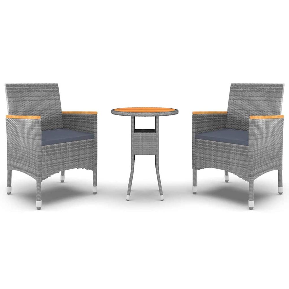 Ensemble à manger de jardin 3 pcs résine tressée gris