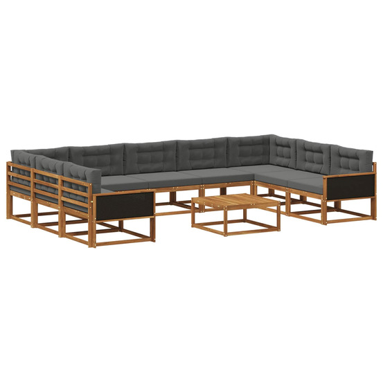 Ensemble de canapés d'extérieur 10 pcs naturel et anthracite