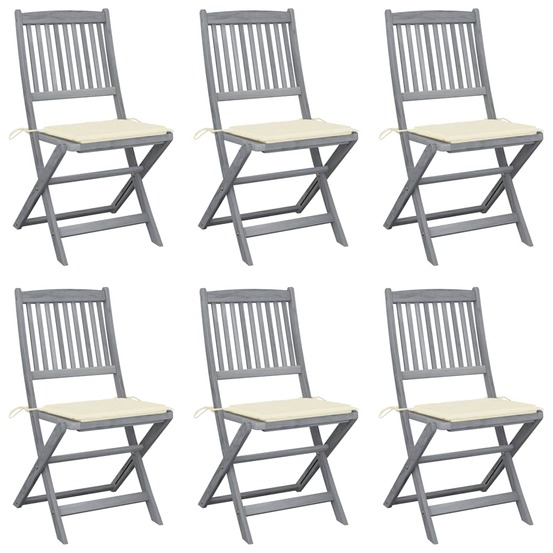 Chaises pliables d'extérieur lot de 6 et coussins bois d'acacia