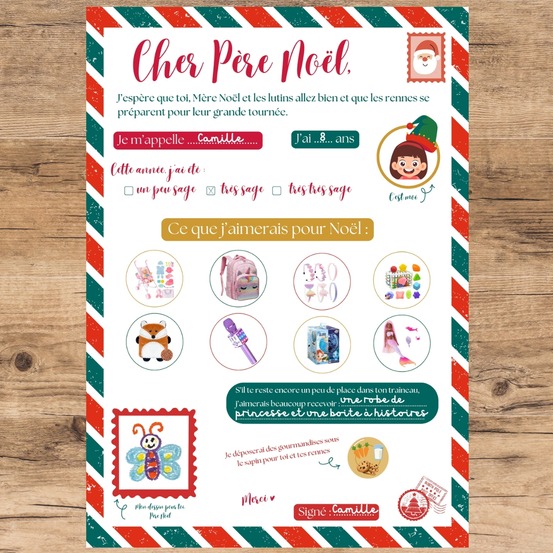 Kit ma lettre au père noël à compléter