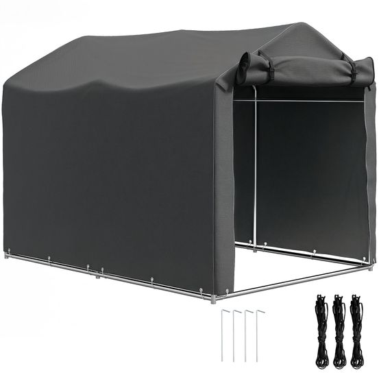 Tente de jardin métal pe vélo moto rangement porte zippée 220x157x165cm gris foncé - comfortxl outdoor living