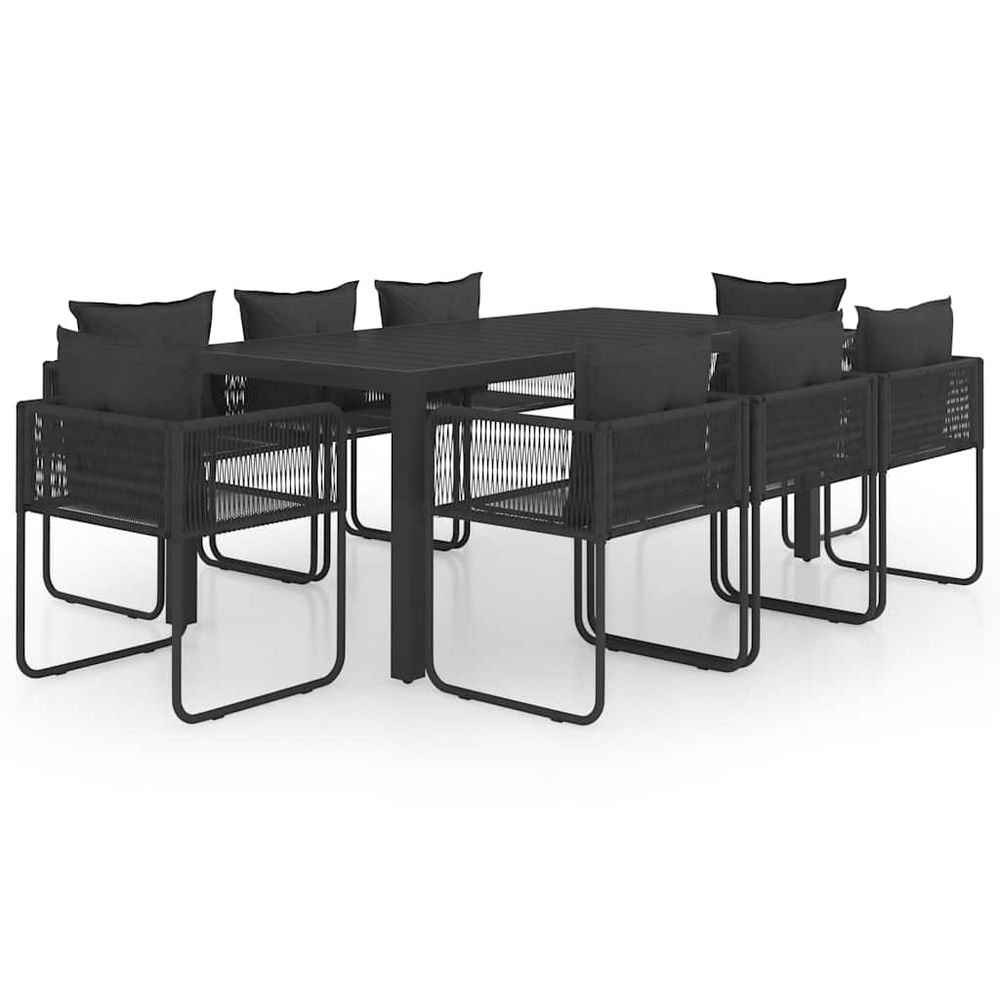 Ensemble à manger de jardin 9 pcs pvc résine tressée noir