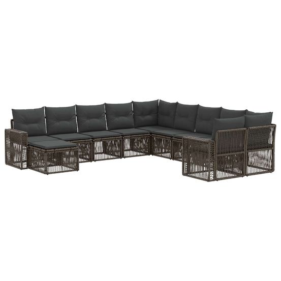 Ensemble de canapé de jardin 11 pc gris et gris foncé polyrotin