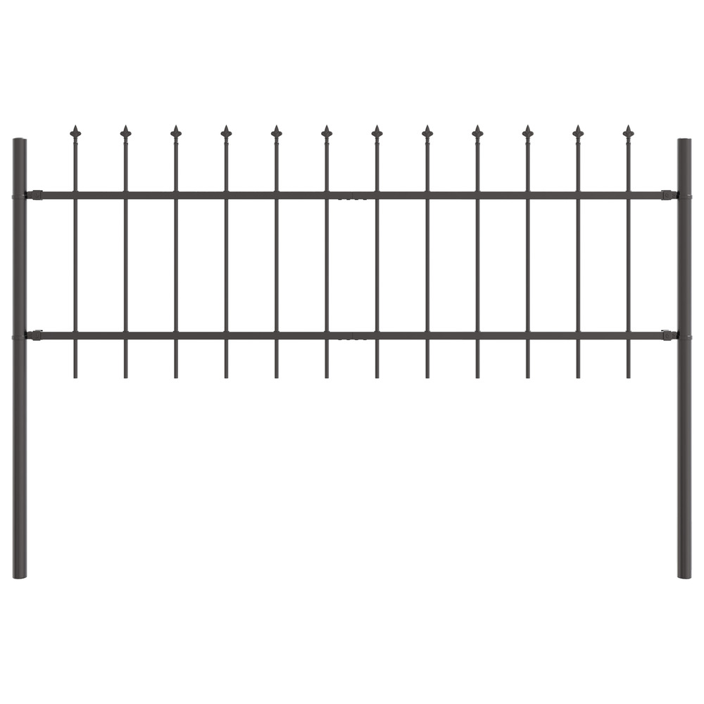 Clôture de jardin avec sommet en spears gris 1,7x0,6 m acier