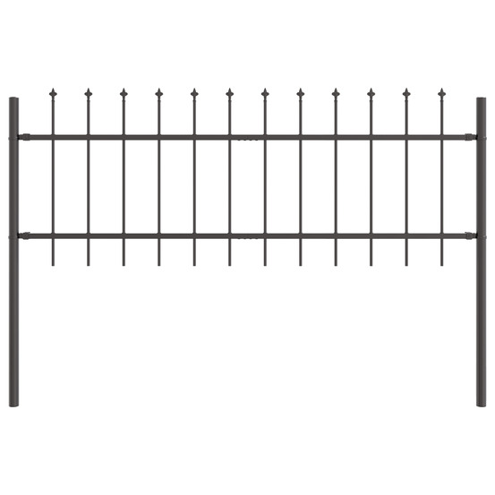 Clôture de jardin avec sommet en spears gris 1,7x0,6 m acier