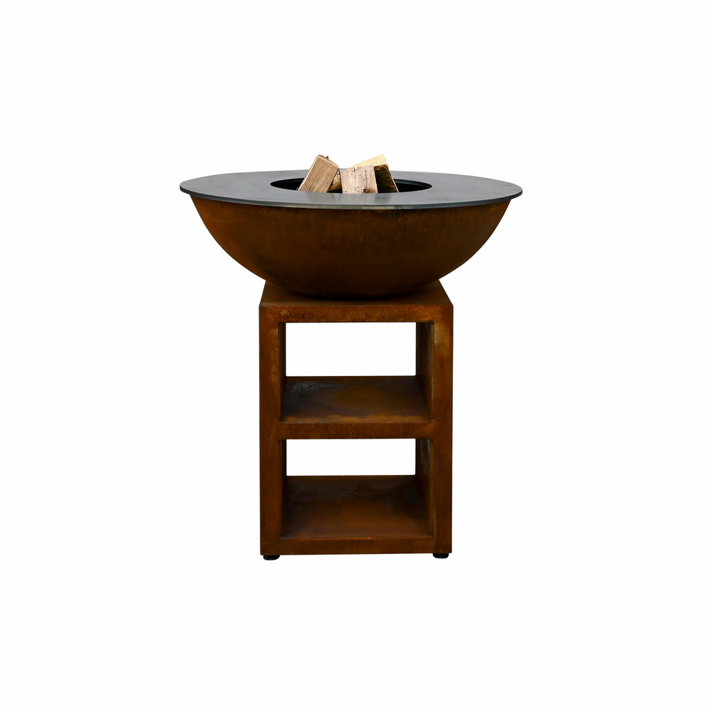 Brasero piatto large corten ø94 + grille + spatule + housse