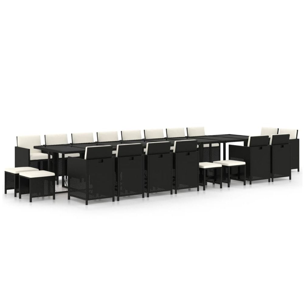 Ensemble à manger de jardin 21pcs coussins noir résine tressée