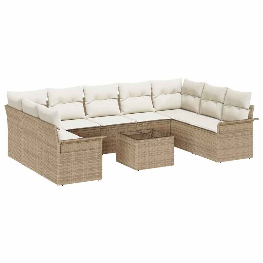 Ensemble de canapé de jardin 10 pc marron polyrotin