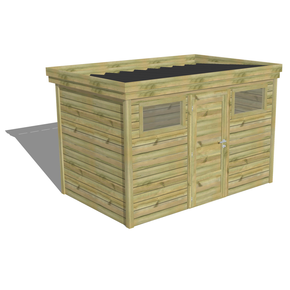 Abri de jardin bois pin traité autoclave 27mm - 3,44x2,14m / 7m2 - bac acier - abri français