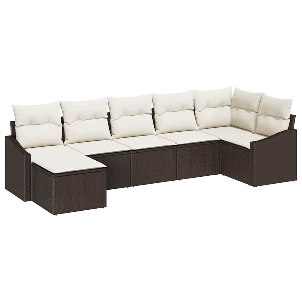 Ensemble de canapé de jardin 7 pc marron et crème polyrotin