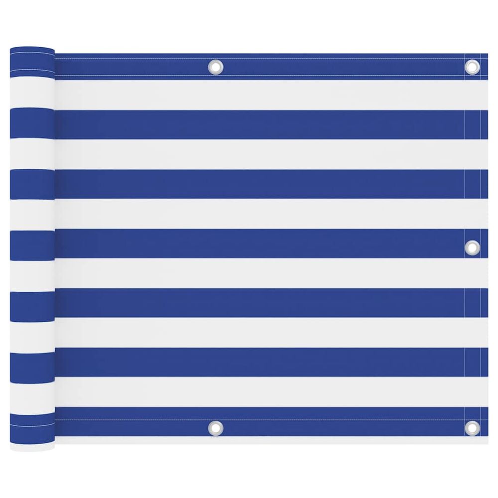 Écran de balcon blanc et bleu 75x600 cm tissu oxford