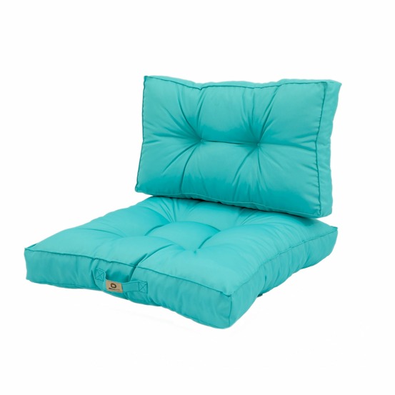 Coussins pour salon de jardin capitonné 50x50cm bleu caraibes