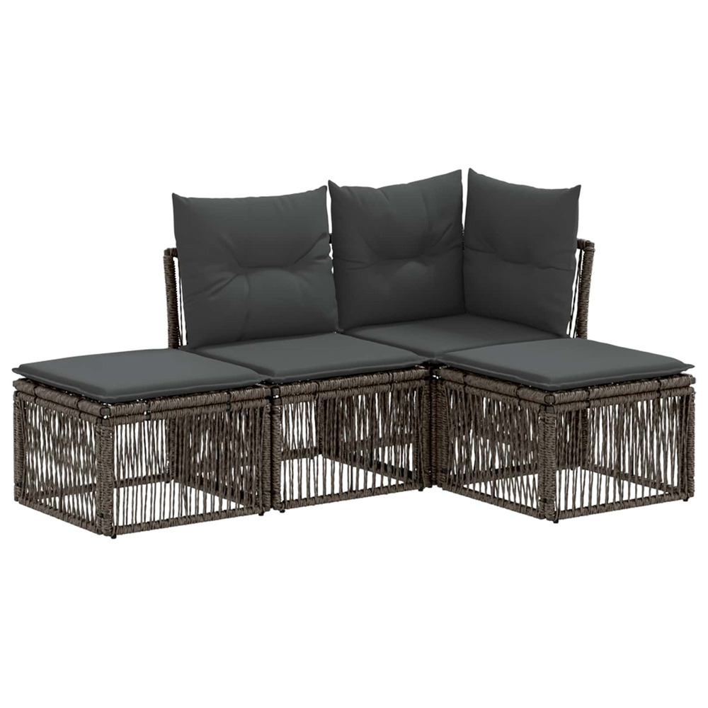 Ensemble de canapé de jardin 4 pcs gris polyrotin