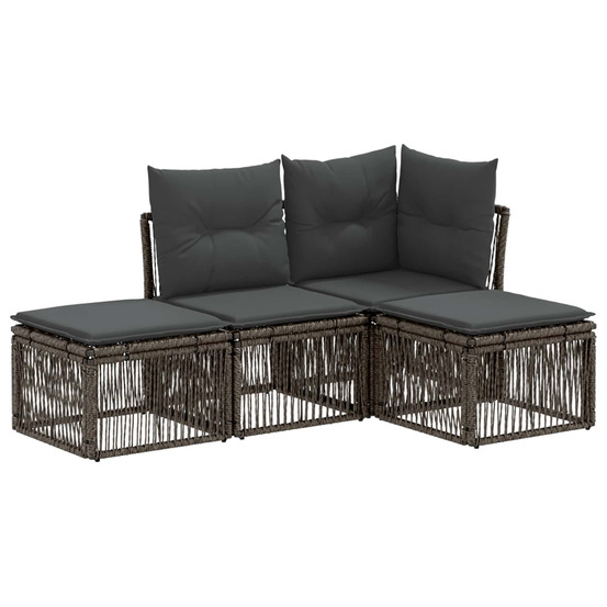 Ensemble de canapé de jardin 4 pcs gris polyrotin