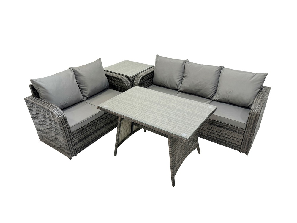 Dossier haut ensemble de meubles de jardin en rotin table à manger set canapé d'amour canapé 3 places table d'appoint