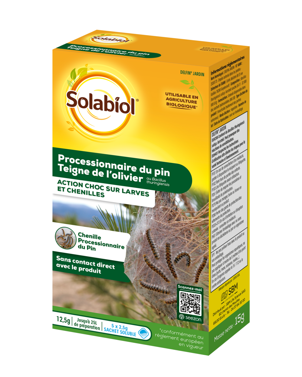 Sopin12 - processionnaires du pin bacillus - traitement efficace - jusqu'à 25l de solution - utilisable en agriculture biologique