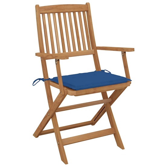 Chaises pliables de jardin lot de 2 avec coussins bois d'acacia