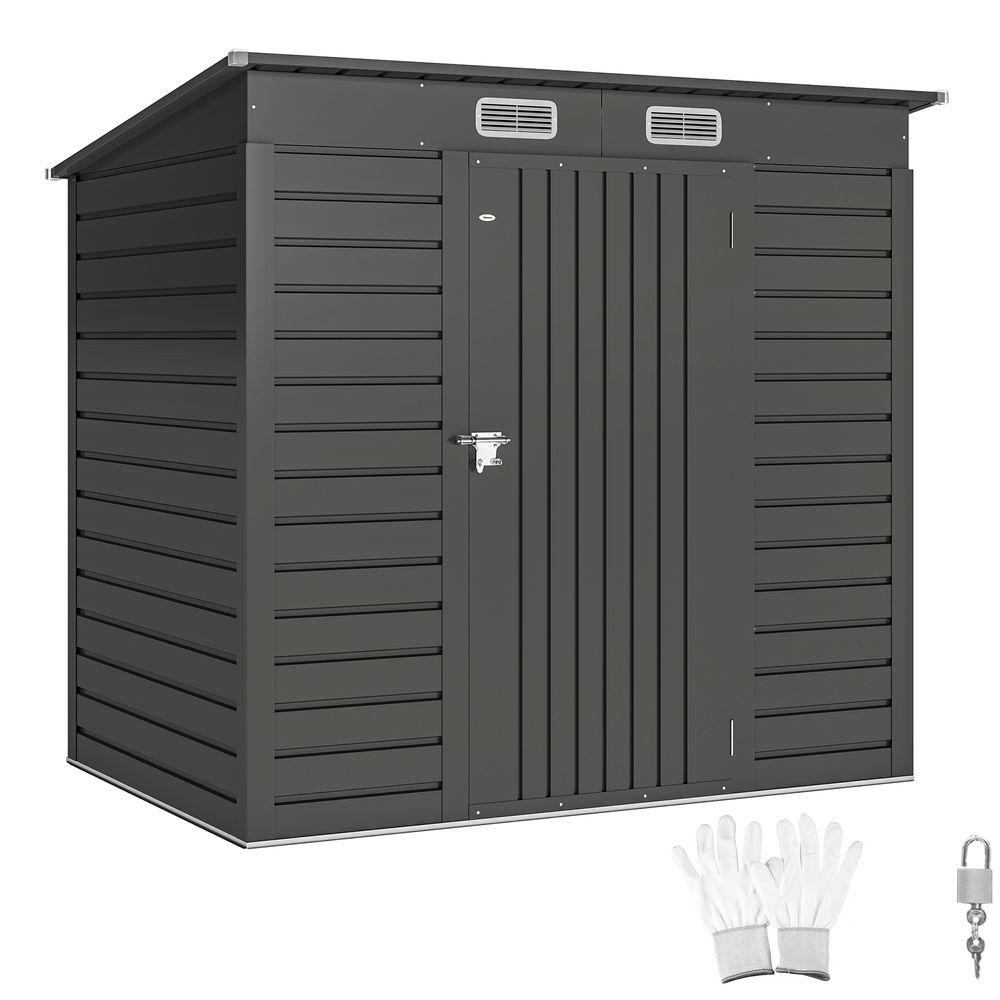 Abri de jardin acier galvanisé pour outils portes doubles verrouillables 191x130cm gris - comfortxl outdoor living