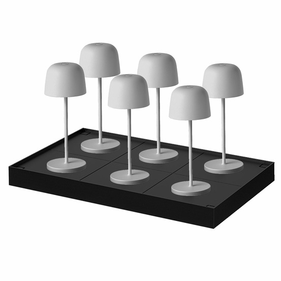 6 lampes avec plateau de chargement sophia gris aluminium h20cm