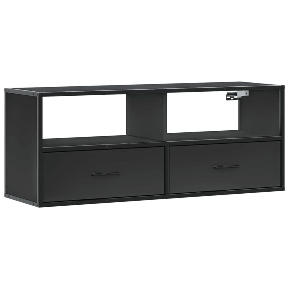 Meuble tv noir 100x31x39,5 cm bois d'ingénierie et métal