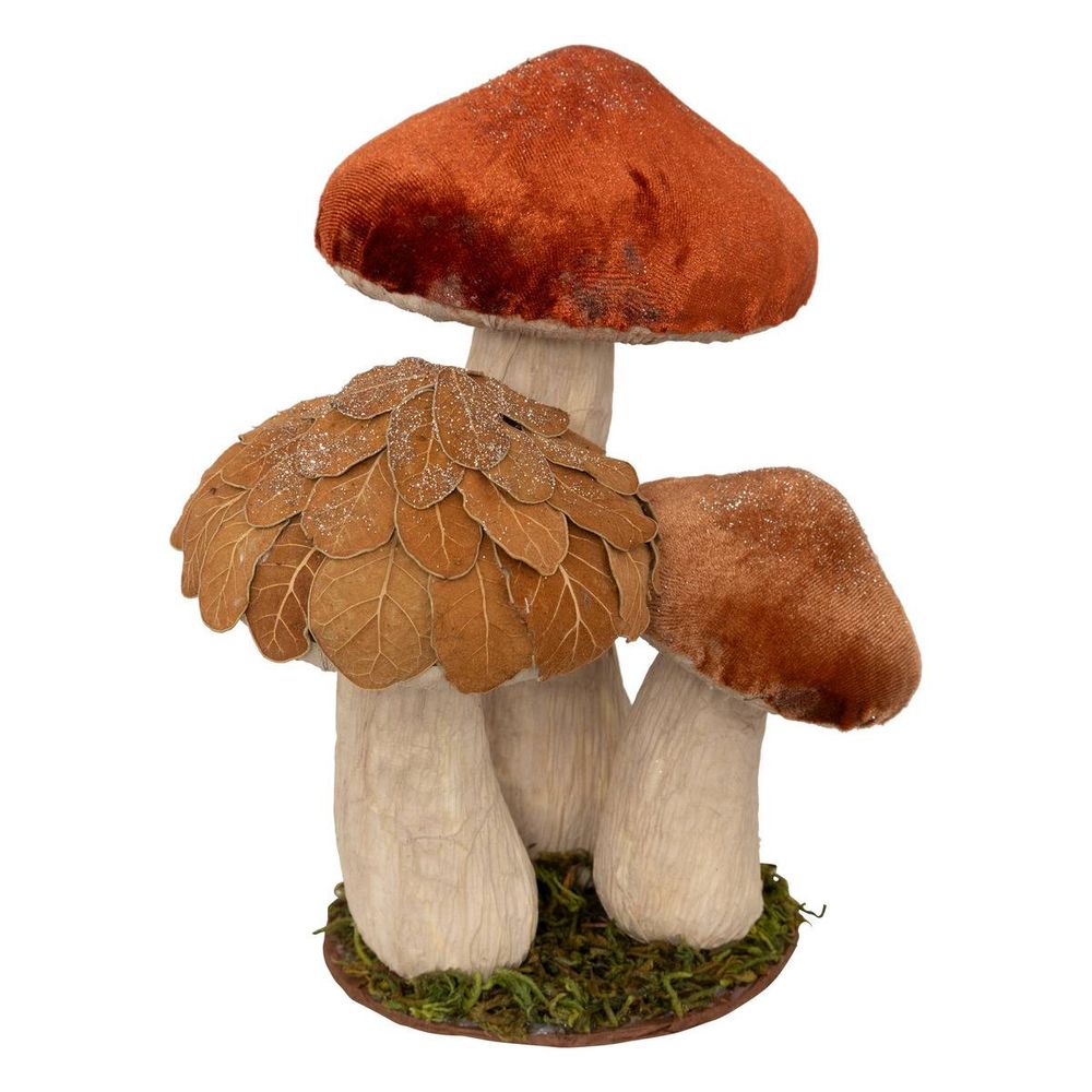 Lot de 3 champignons de noël en velours h. 21 cm