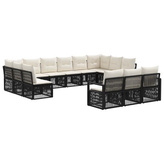 Ensemble de canapé de jardin 13 pcs noir polyrotin