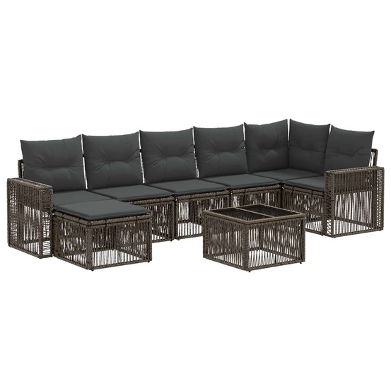 Ensemble de canapé de jardin 8 pcs gris et gris foncé polyrotin