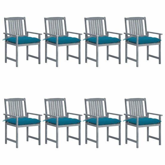 Chaises de jardin et coussins lot de 8 bois acacia solide gris