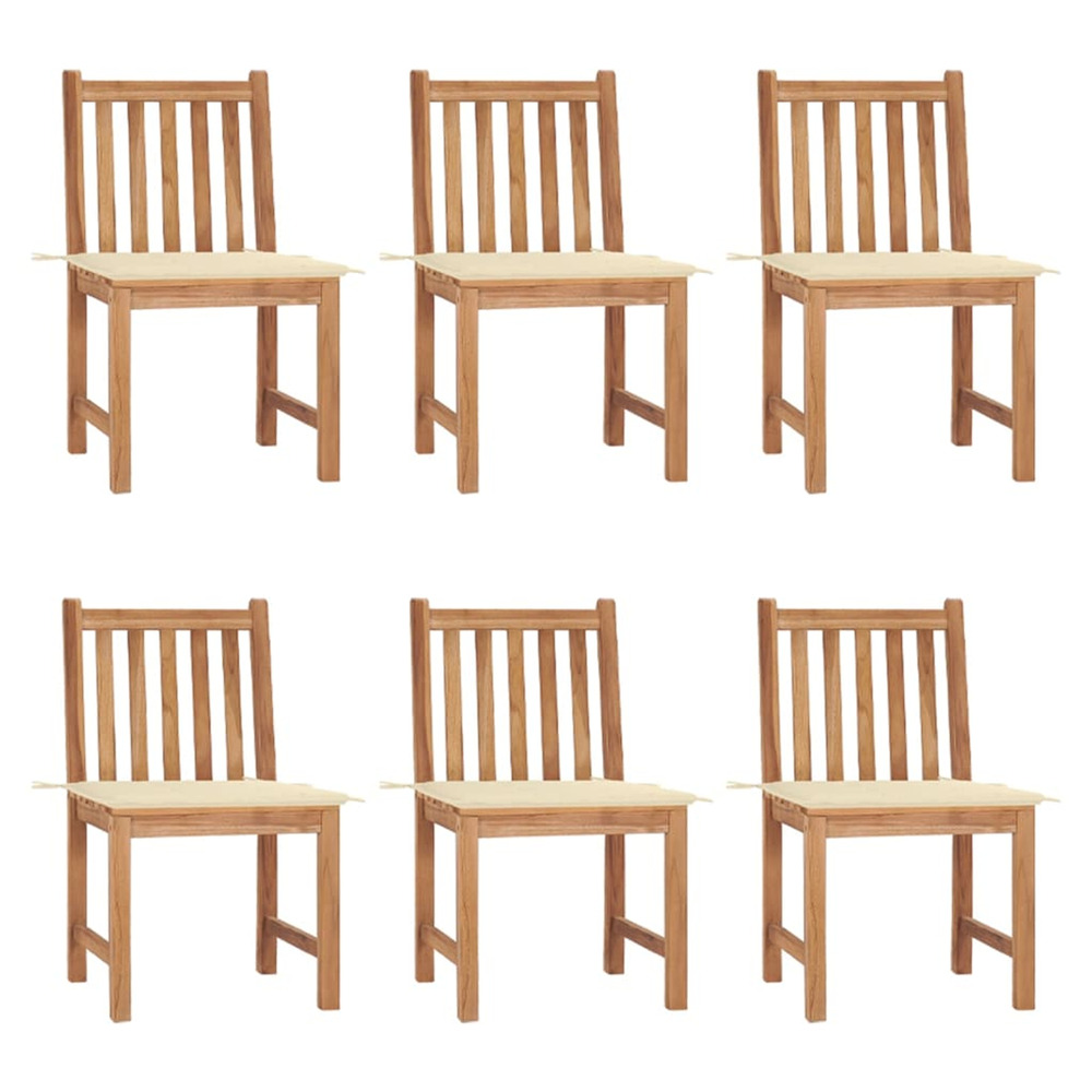 Chaises de jardin lot de 6 avec coussins bois de teck massif