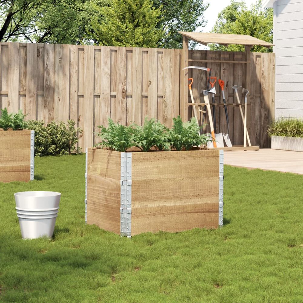 Carré potager modulable pin massif empilable fond ouvert charnières acier 80x60cm