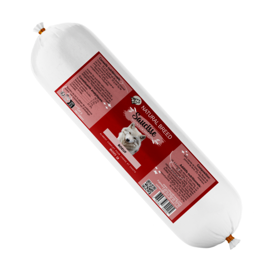 Saucisse fraîche de bœuf pour chien – aliment humide complet – cuisson vapeur – sans céréales – 800 g