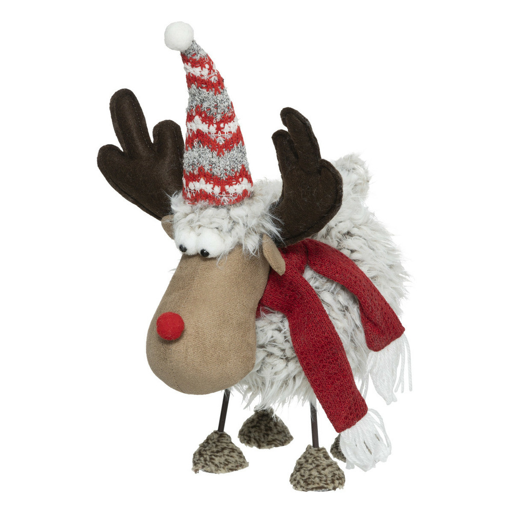 Déco de noël renne boule sur ressort h 36 cm