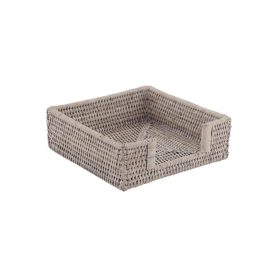 Porte-serviettes en rotin patiné blanc 20 x 20