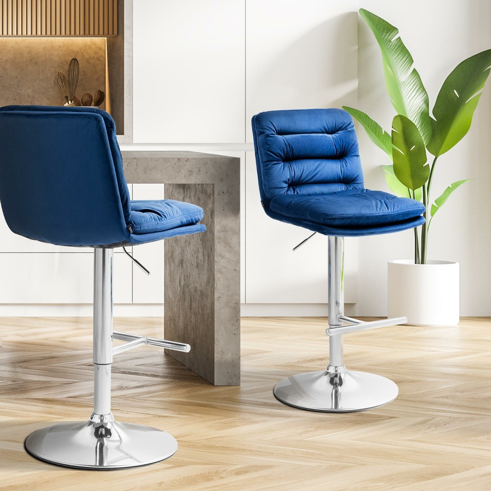 Tabouret de bar damar velours chromé