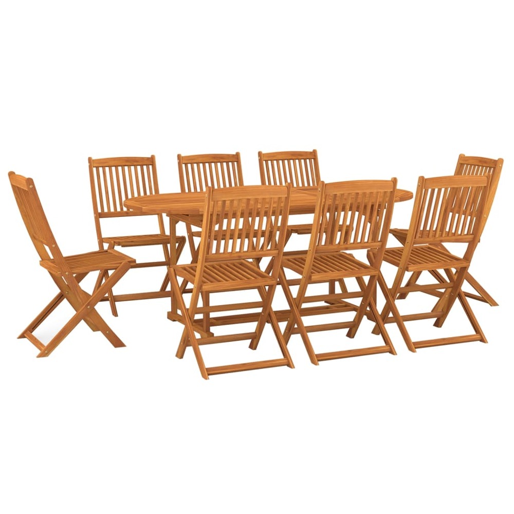 Mobilier à dîner de jardin 9 pièces bois d'acacia massif