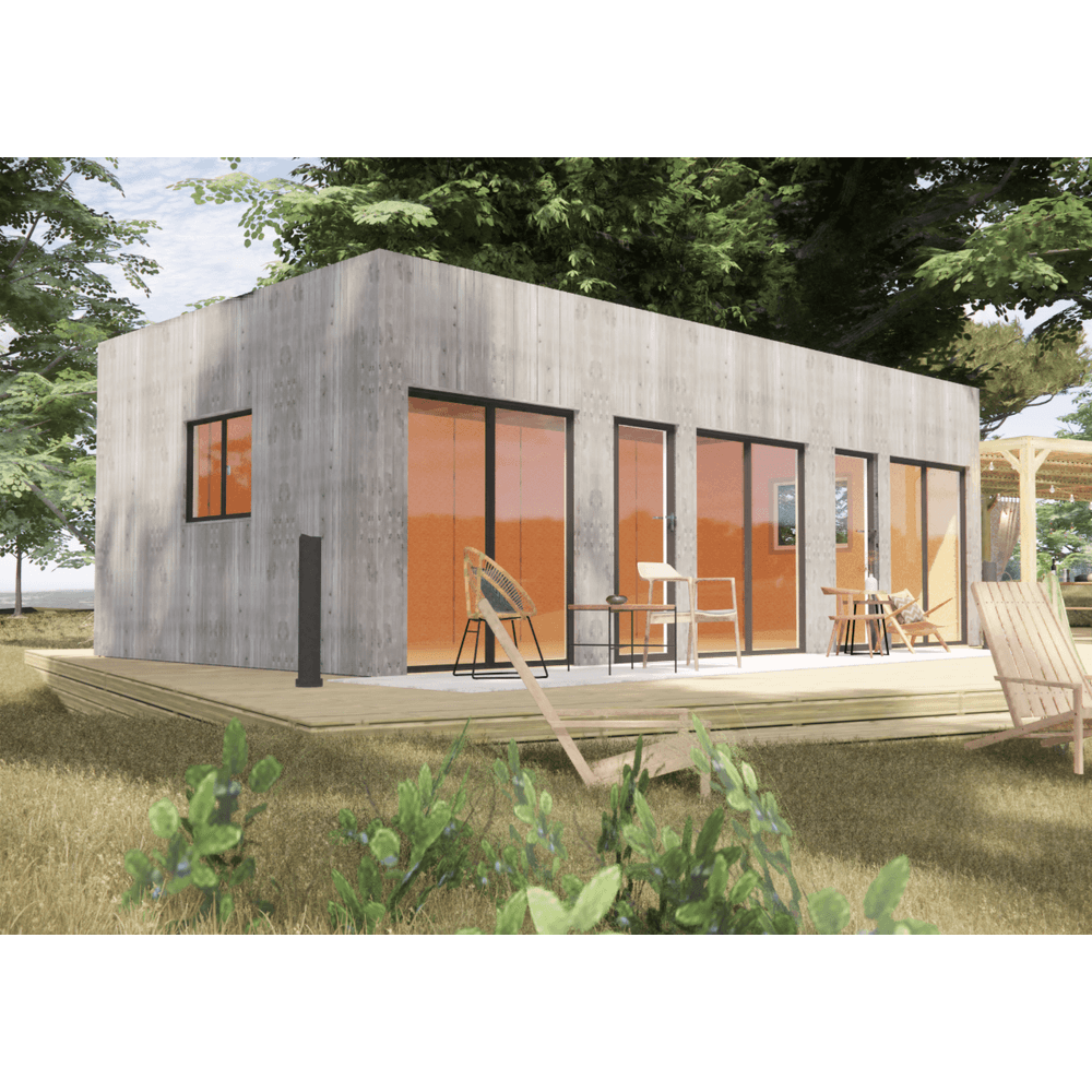 Bureau de jardin 4 saisons en bois 8,8 x 5,7 x 3,2 m / isolation re2020 avec plancher isolé / menuiseries alu k-line
