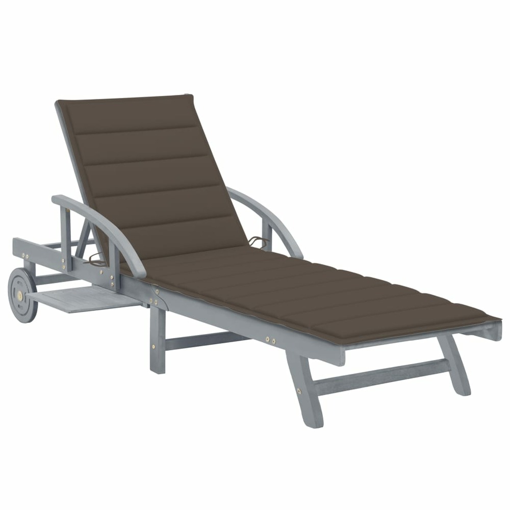 Transat chaise longue bain de soleil lit de jardin terrasse meuble d'extérieur avec coussin bois d'acacia solide