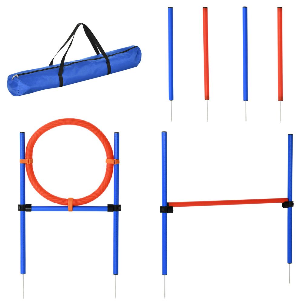 Kit agilité chien à tubes légers bleu et rouge 3-en-1 pour entraînement réglable - comfortxl outdoor living