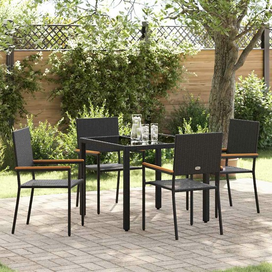 Ensemble de salle à manger pour jardin 5 pcs noir polyrotin