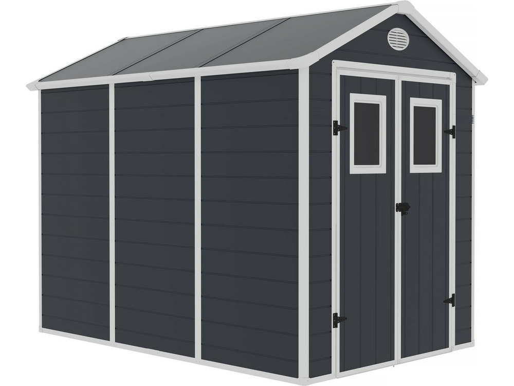 Abri de jardin résine texas - 5. 23 m² - kit d'ancrage inclus - anthracite