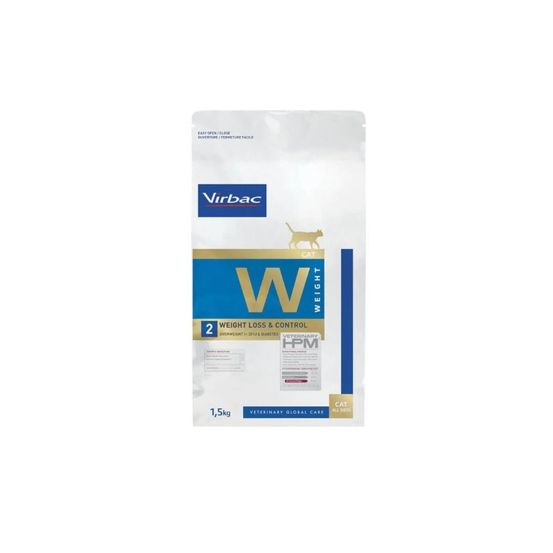 Croquettes chat veterinary hpm cat w2 weight loss&control - virbac 1,5 kg