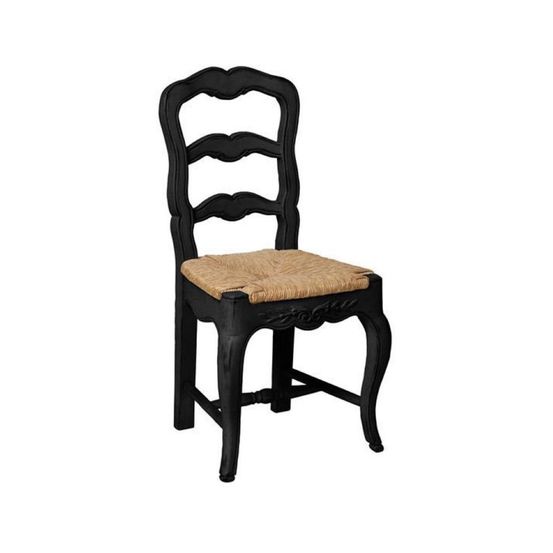 Lot de 2 chaises paillée pieds bois noir - romance interior's