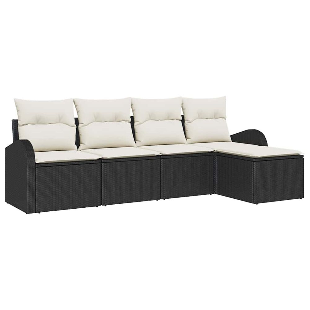 Ensemble de canapés 5 pc noir et blanc polyrotin
