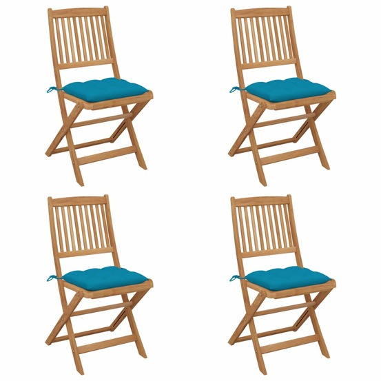 Chaises pliables de jardin lot de 4 avec coussins bois d'acacia