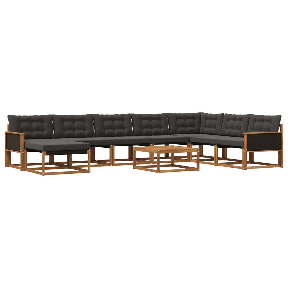 Ensemble de canapés d'extérieur 9 pcs naturel et noir