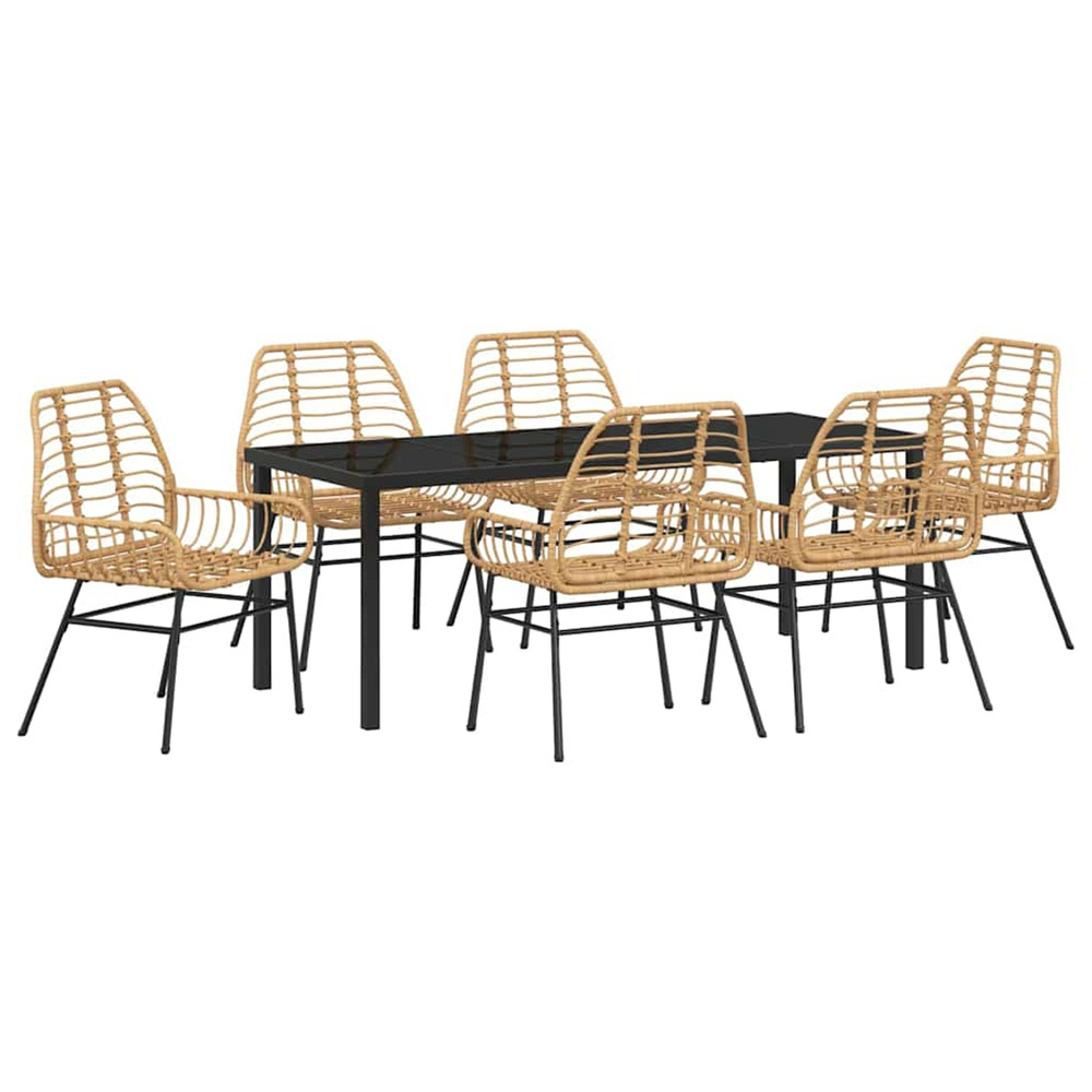 Ensemble de salle à manger pour jardin 7 pcs marron polyrotin